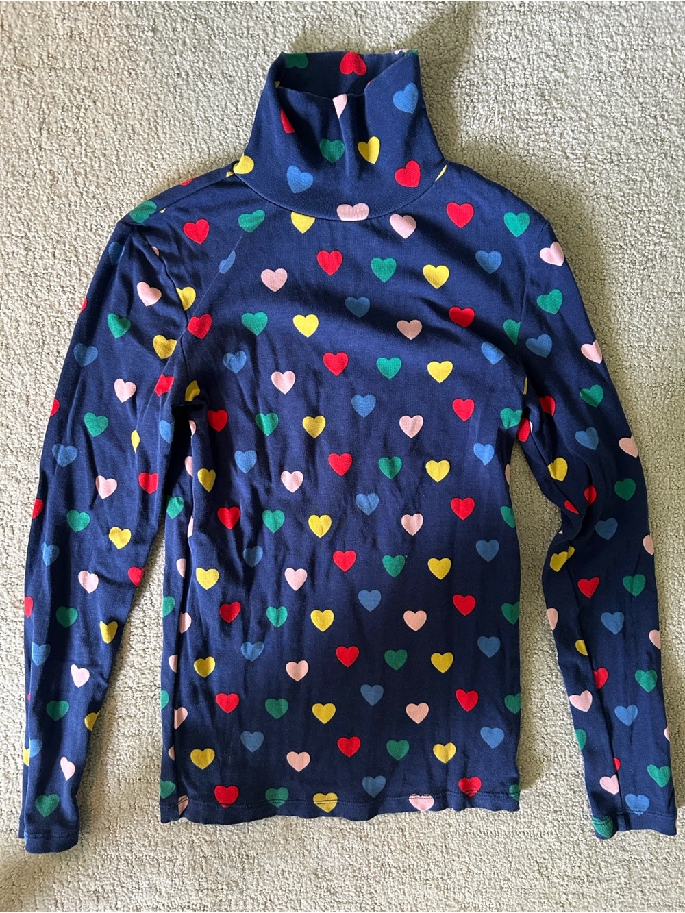 Mini Boden girls heart rainbow turtleneck layering top size large 11/12